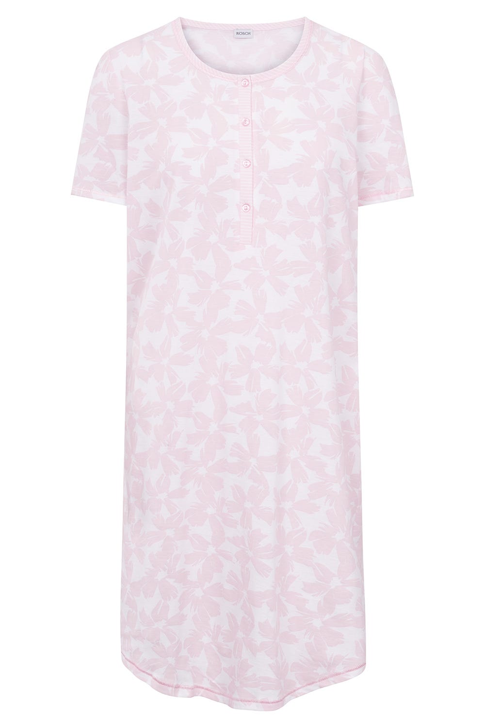 Hollowbild von Nachthemd im Muster-Mix Blumen Streifen Rosa 100% Baumwolle