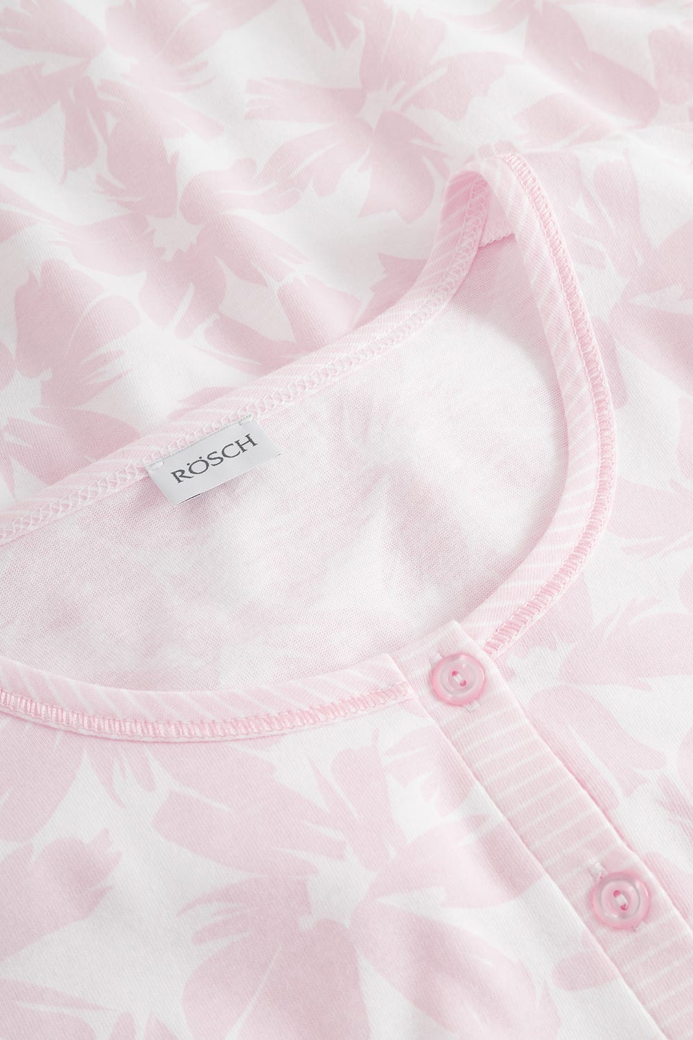 Detailbild 1 von Nachthemd im Muster-Mix Blumen Streifen Rosa 100% Baumwolle