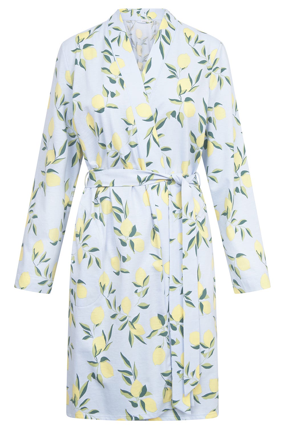 Hollowbild von Morgenmantel im Zitronendruck sommerlich 100% Baumwolle