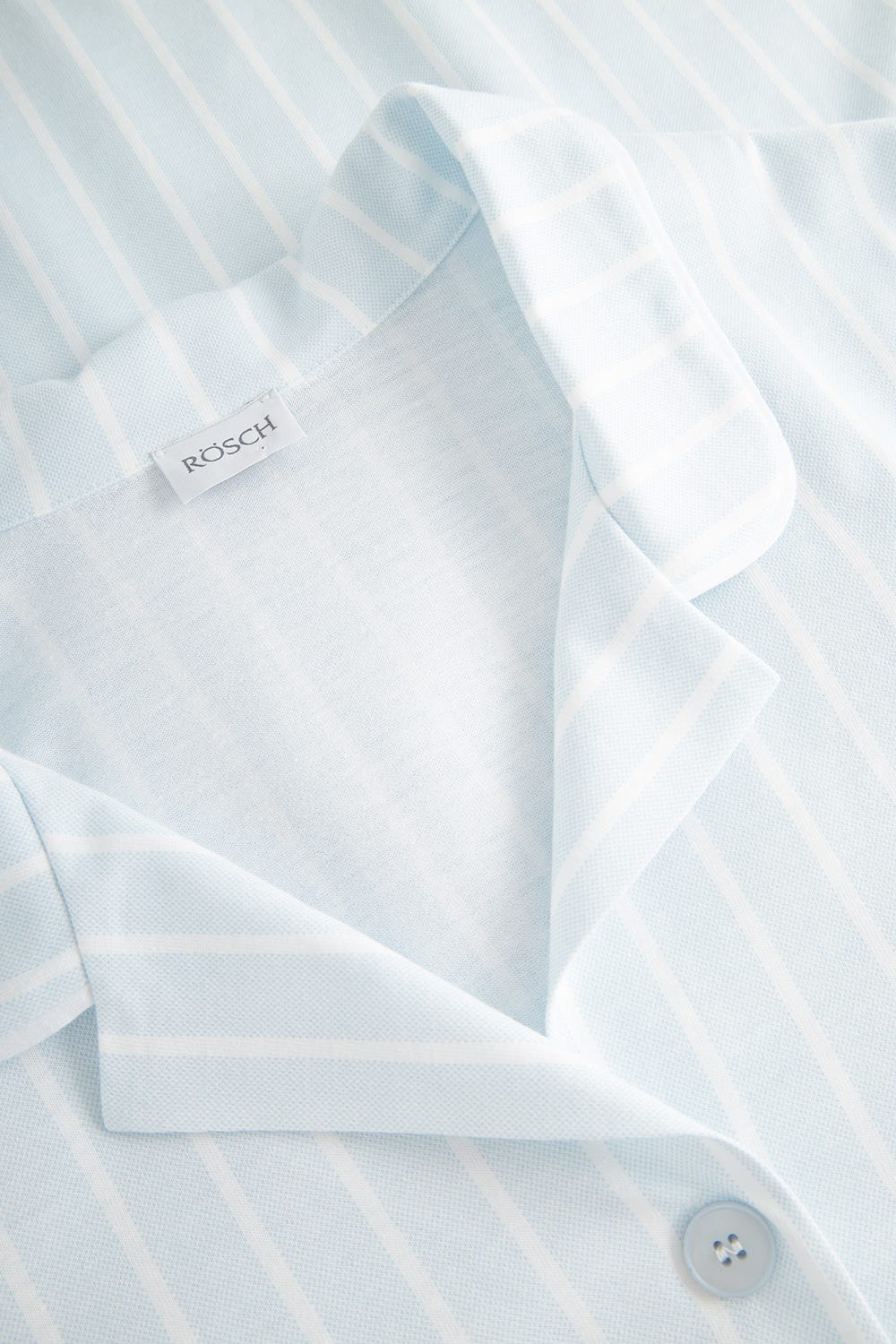 Detailbild 1 von Pyjama kurz im Streifenprint Hellblau Herrenhemdstil 100% Baumwolle