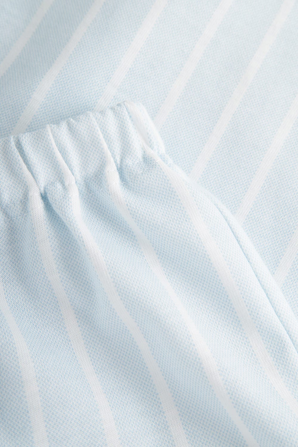 Detailbild 3 von Pyjama kurz im Streifenprint Hellblau Herrenhemdstil 100% Baumwolle