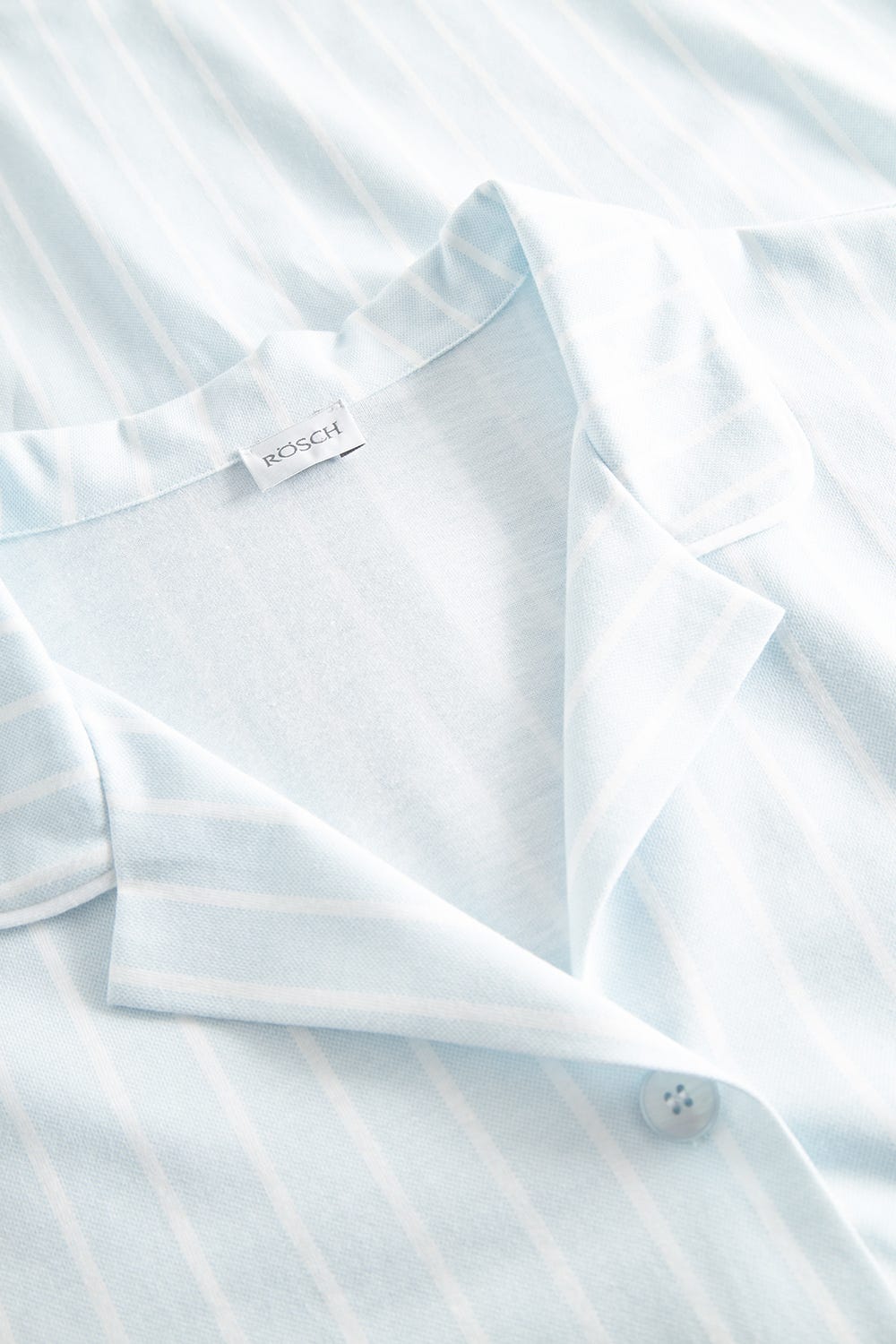 Detailbild 1 von Nachthemd kurz im Streifenprint Hellblau Herrenhemdstil 100% Baumwolle