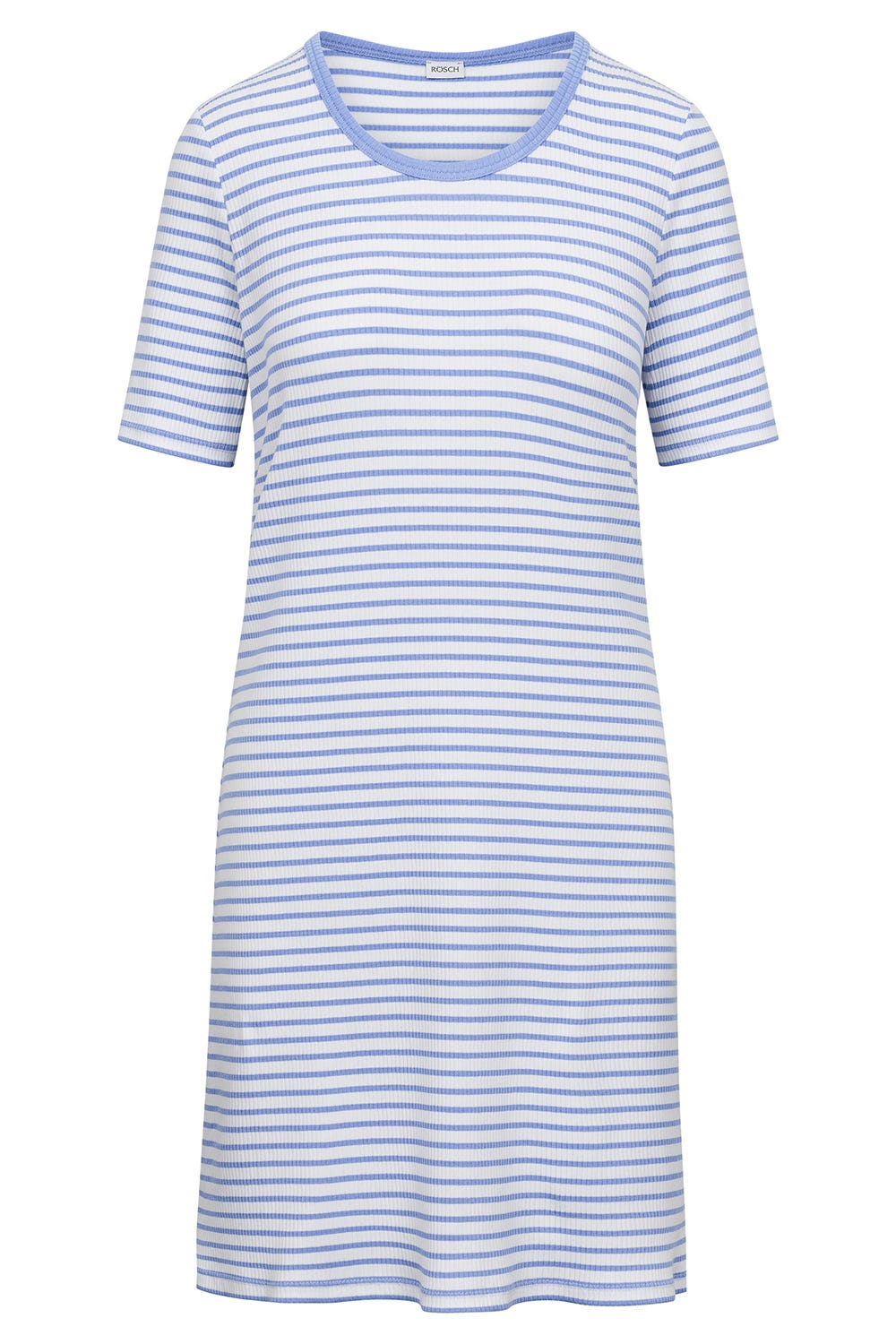Hollowbild von Nachthemd mit Streifendruck Blau-Weiß Feinrippe