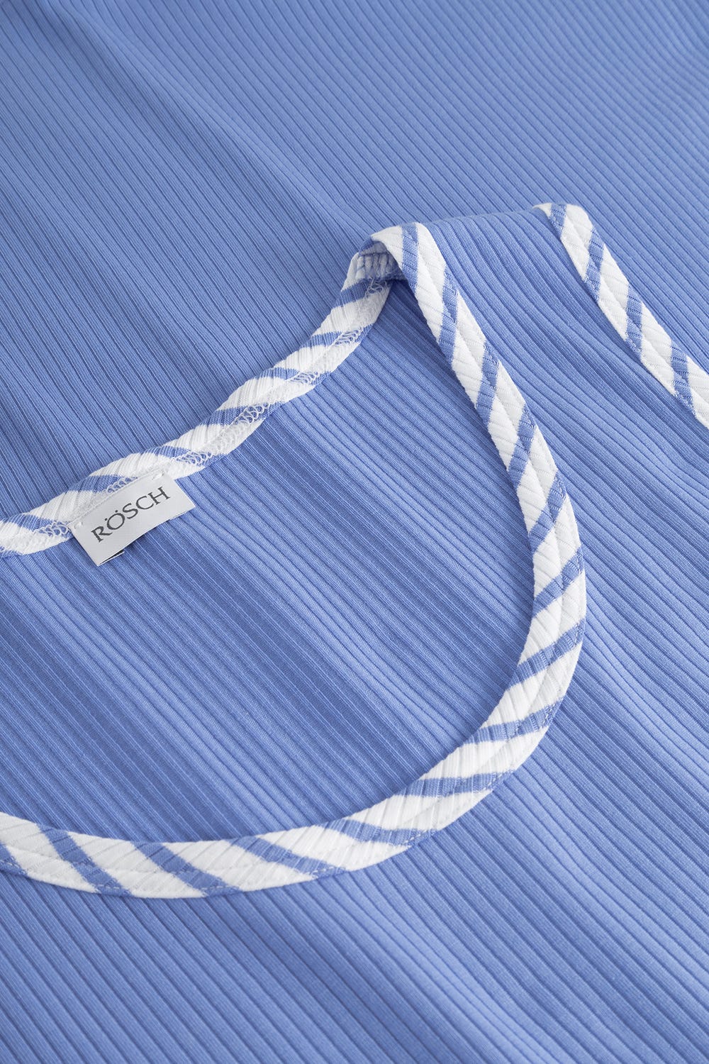 Detailbild 1 von Nachthemd mit Streifendetails Blau-Weiß Feinrippe