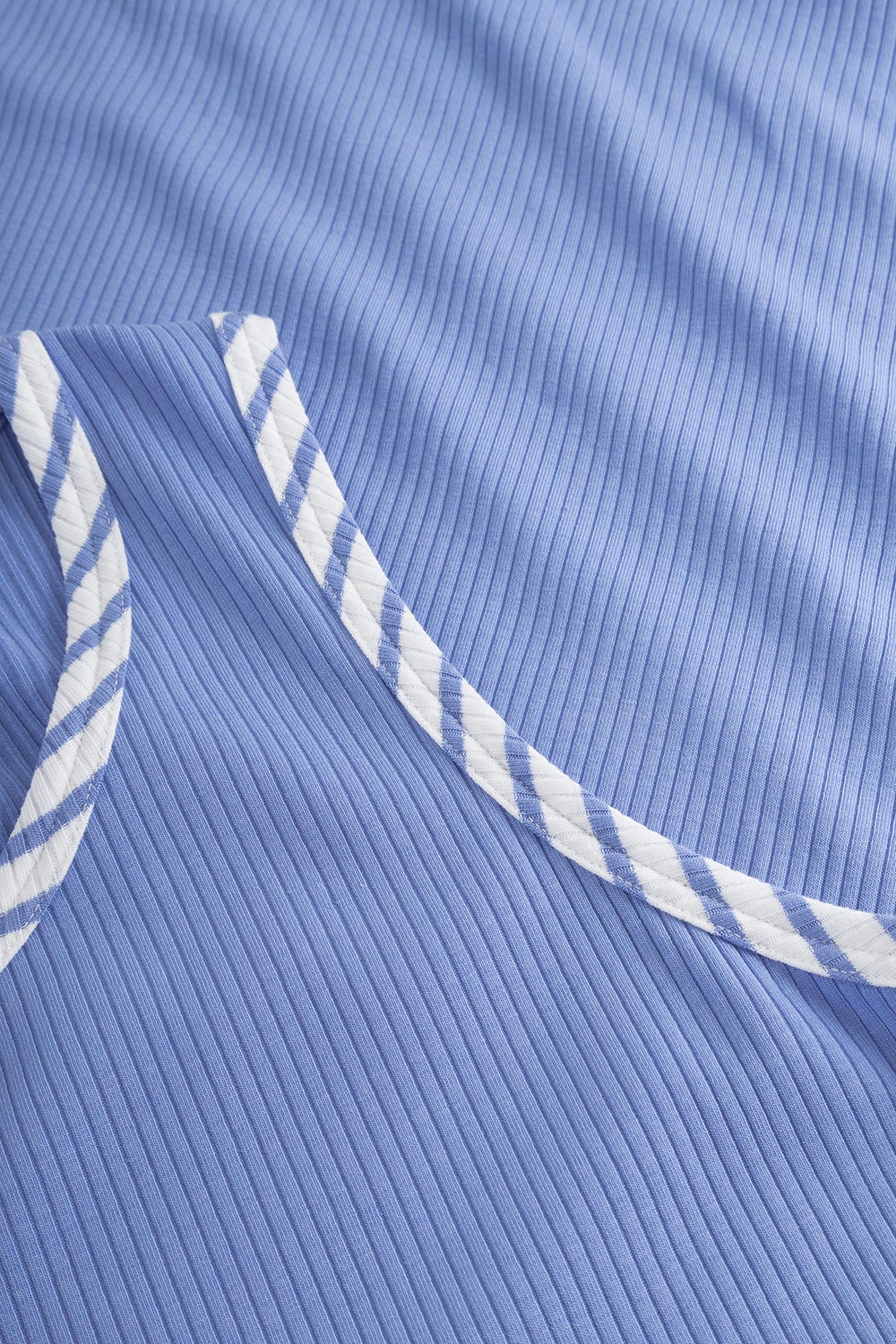 Detailbild 2 von Nachthemd mit Streifendetails Blau-Weiß Feinrippe