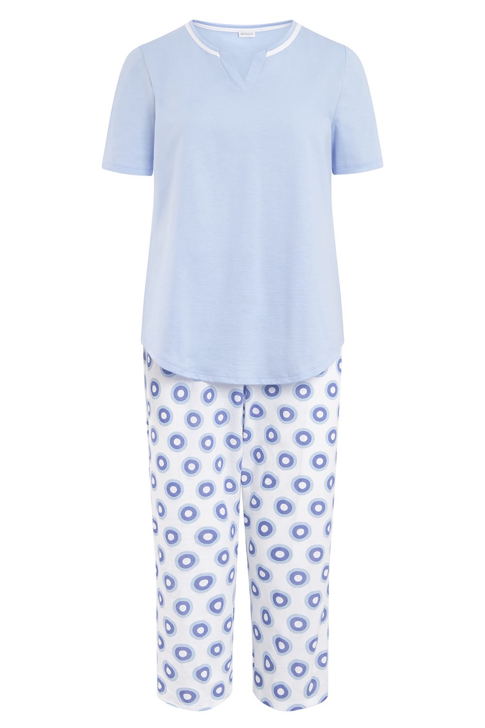Hollowbild von Pyjama mit Punktedruck Blau-Weiß 100% Baumwolle