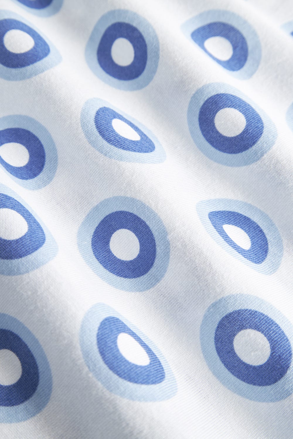 Detailbild 3 von Nachthemd Kurzarm im Punktedruck Blau-Weiß 100% Baumwolle