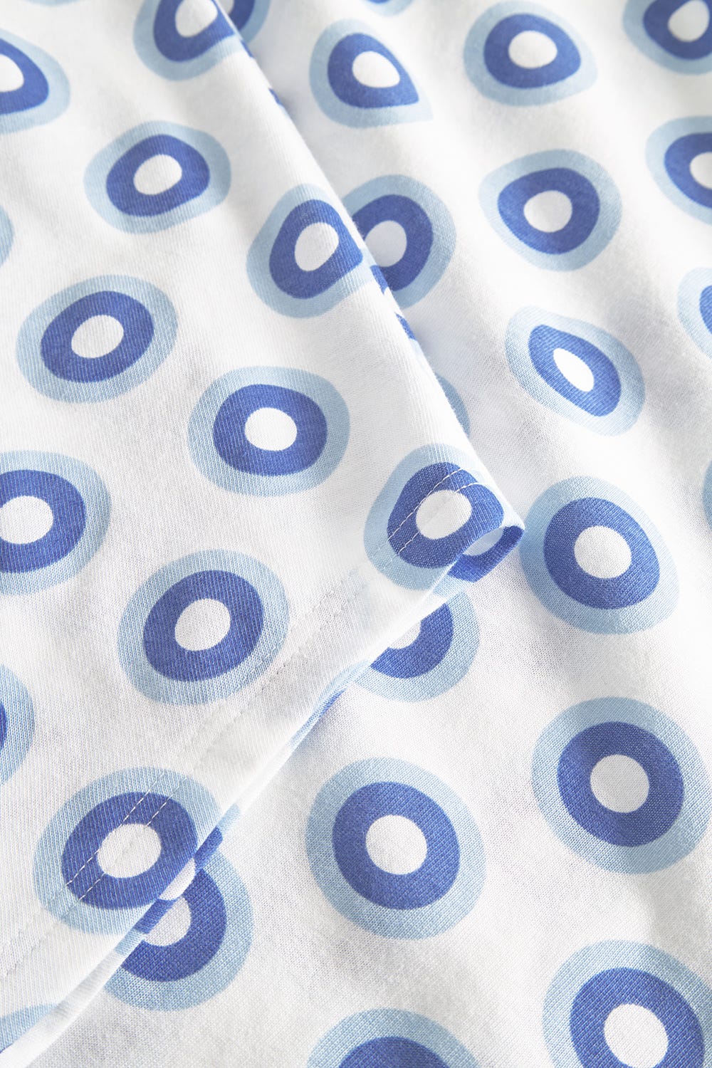 Detailbild 2 von Nachthemd Ärmellos im Punktedruck Blau-Weiß 100% Baumwolle