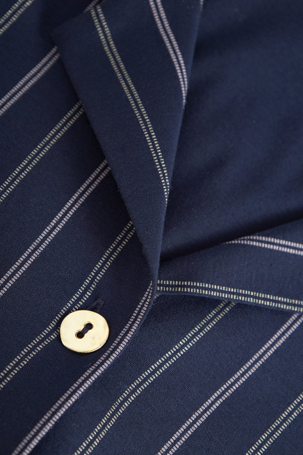 Detailbild 1 von Pyjama im Nadelzug Dunkelblau Herrenhemdstil 100% Baumwolle