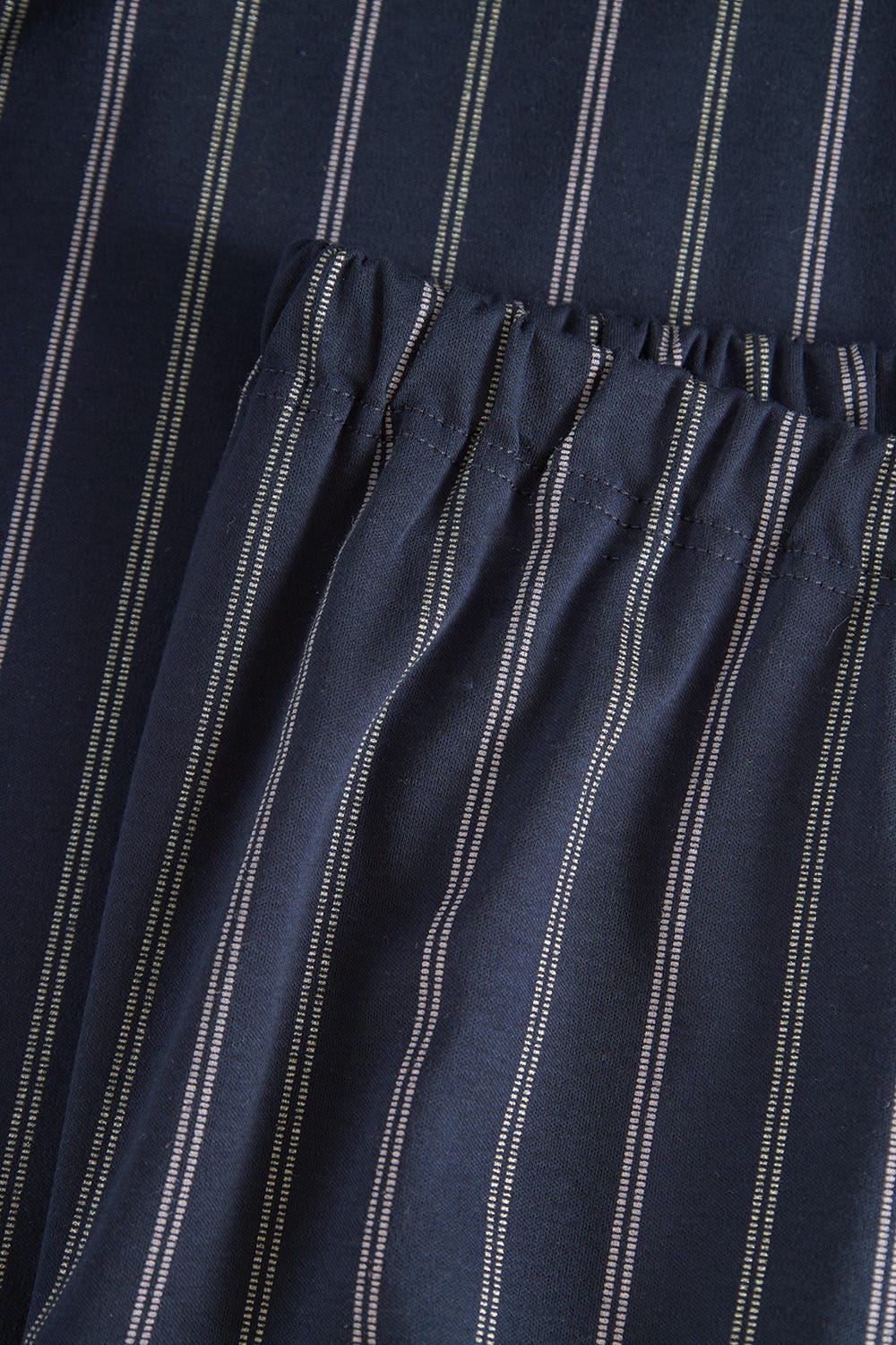 Detailbild 3 von Pyjama im Nadelzug Dunkelblau Herrenhemdstil 100% Baumwolle