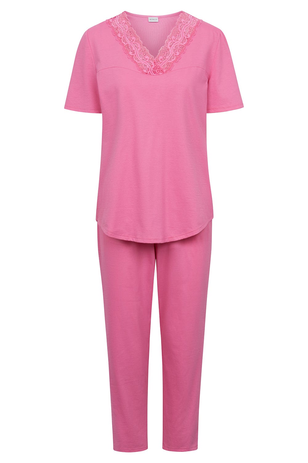 Hollowbild von Pyjama mit Spitzendetails Pink Baumwolle/Modal