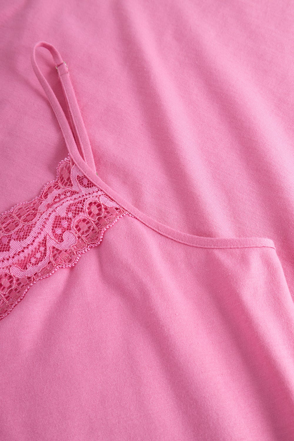 Detailbild 2 von Trägerkleid mit Spitzendetails Pink Baumwolle/Modal