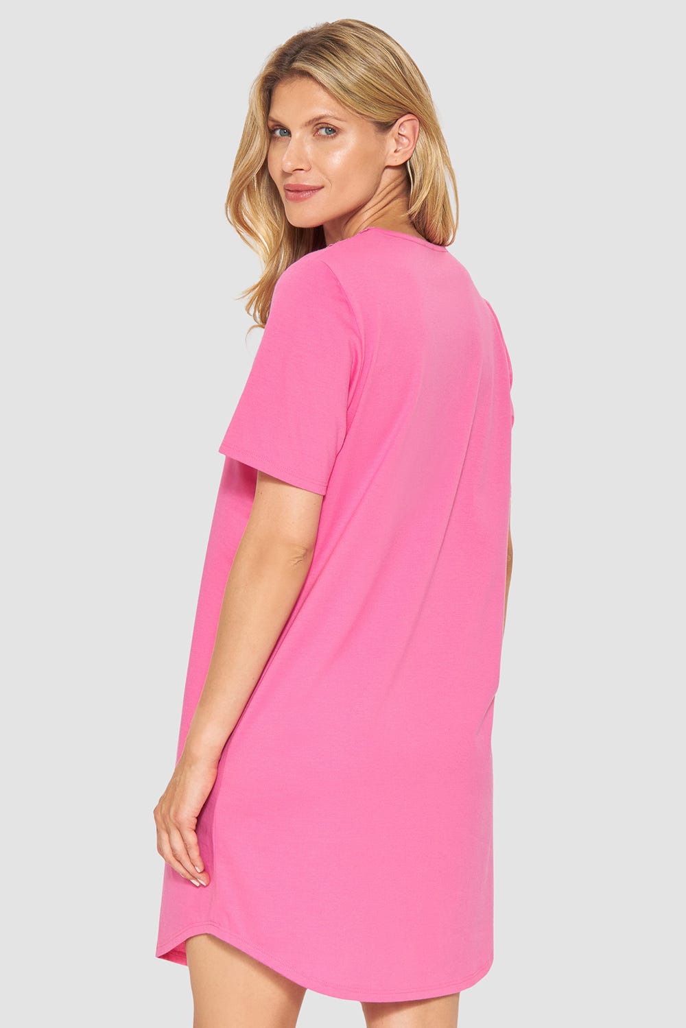 Rückansicht von Nachthemd mit Spitzendetails Pink Baumwolle/Modal