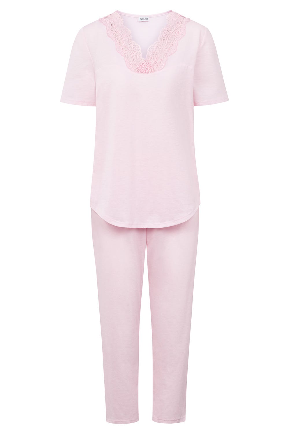 Hollowbild von Pyjama mit Spitzendetails Rosa Baumwolle