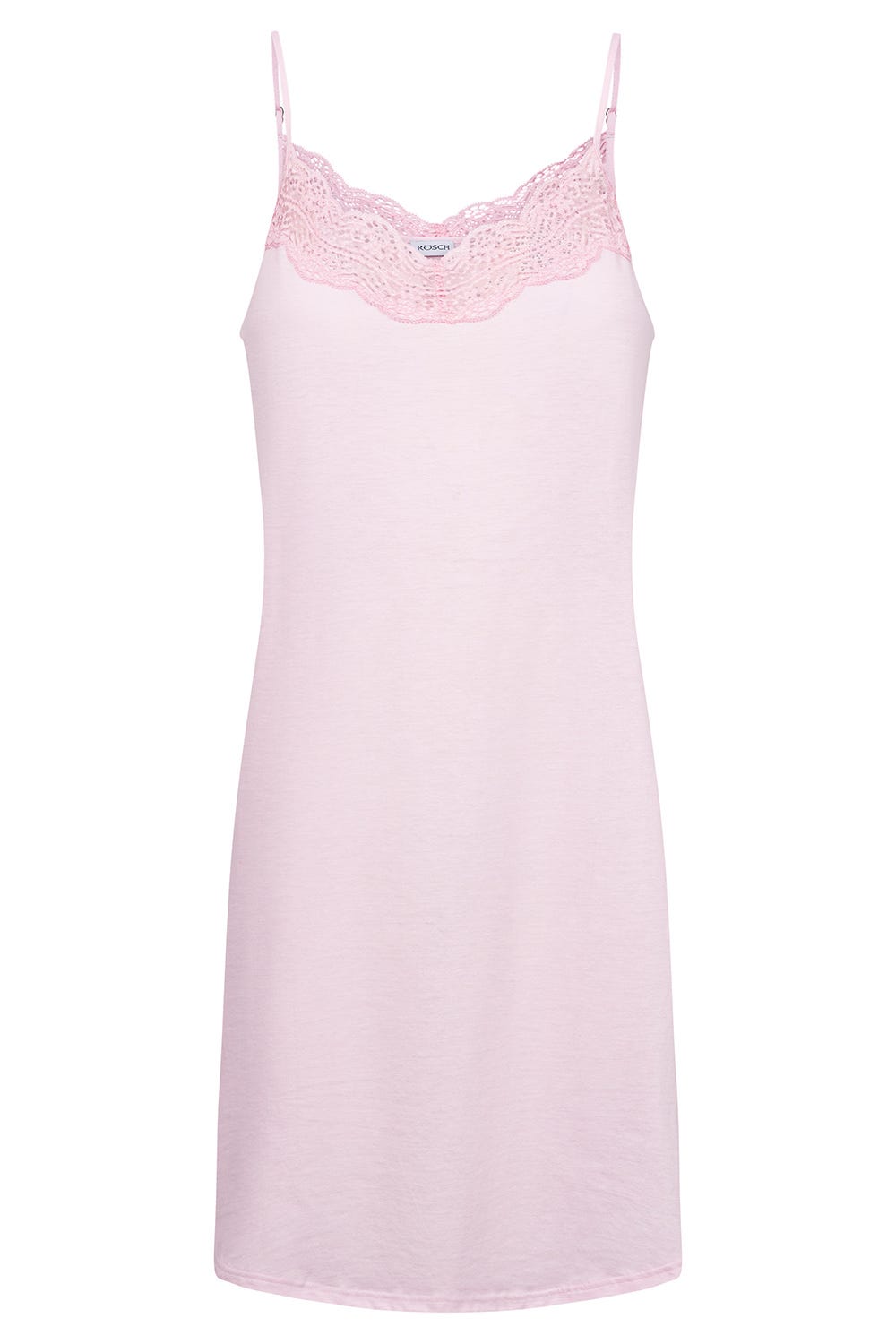Hollowbild von Trägerkleid mit Spitzendetails Rosa Baumwolle