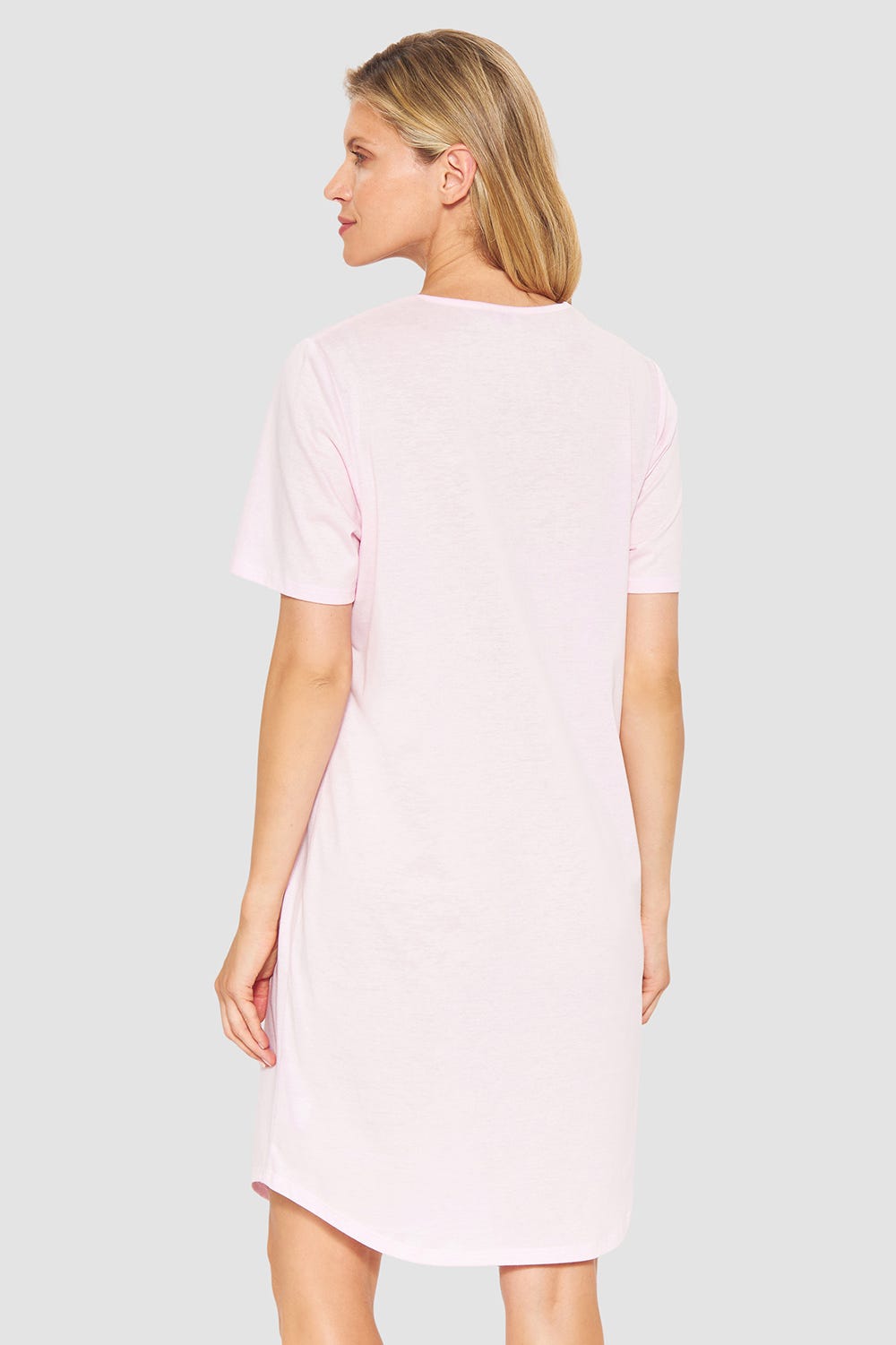 Rückansicht von Nachthemd mit Spitzendetails Rosa Baumwolle