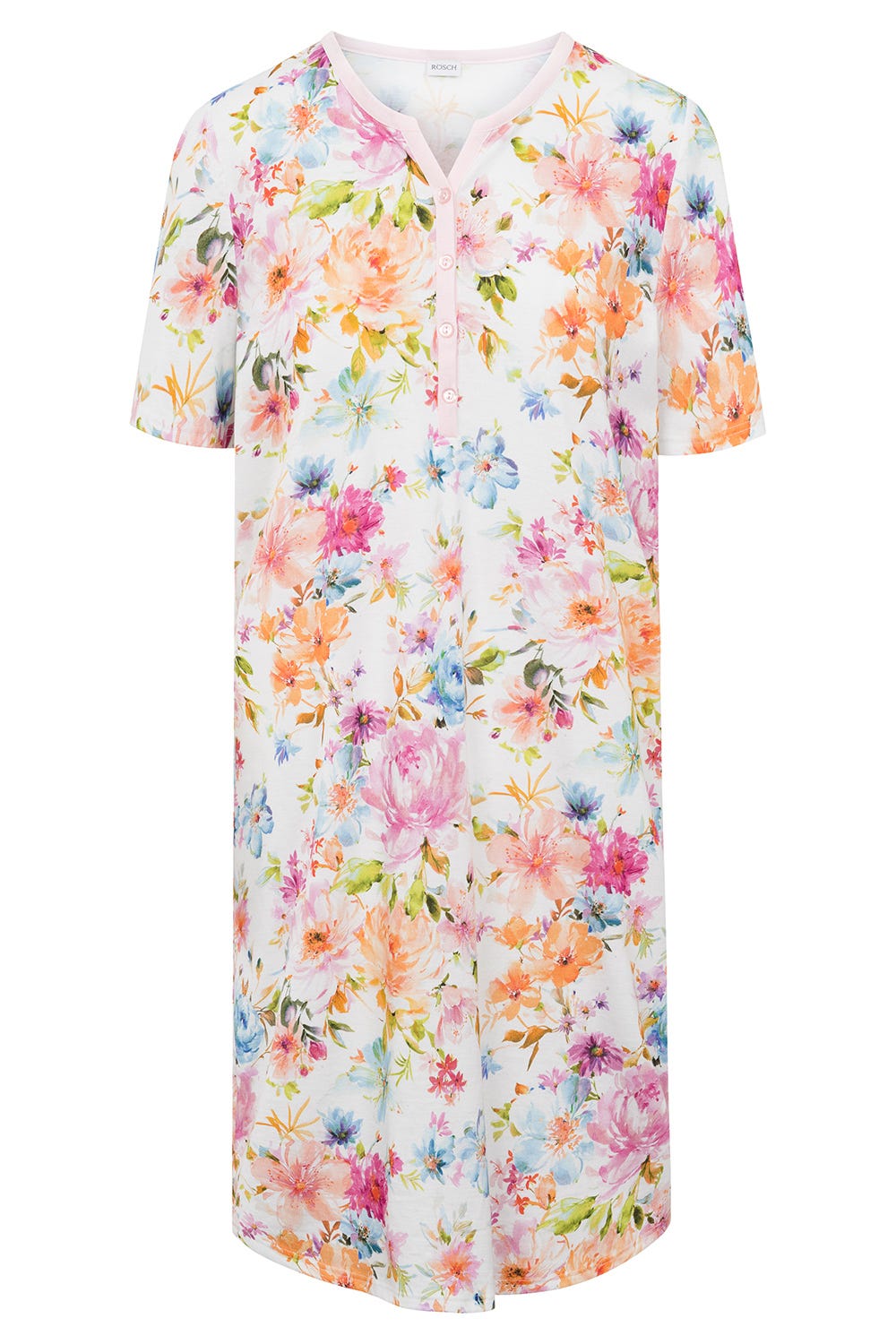 Hollowbild von Nachthemd im Blütendruck rosa romantisch 100% Baumwolle
