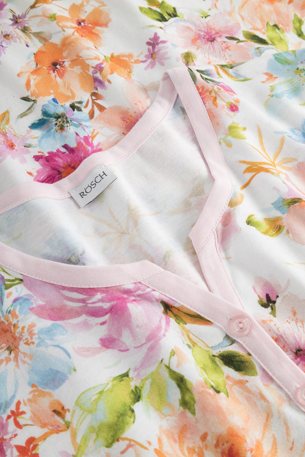 Detailbild 1 von Nachthemd im Blütendruck rosa romantisch 100% Baumwolle