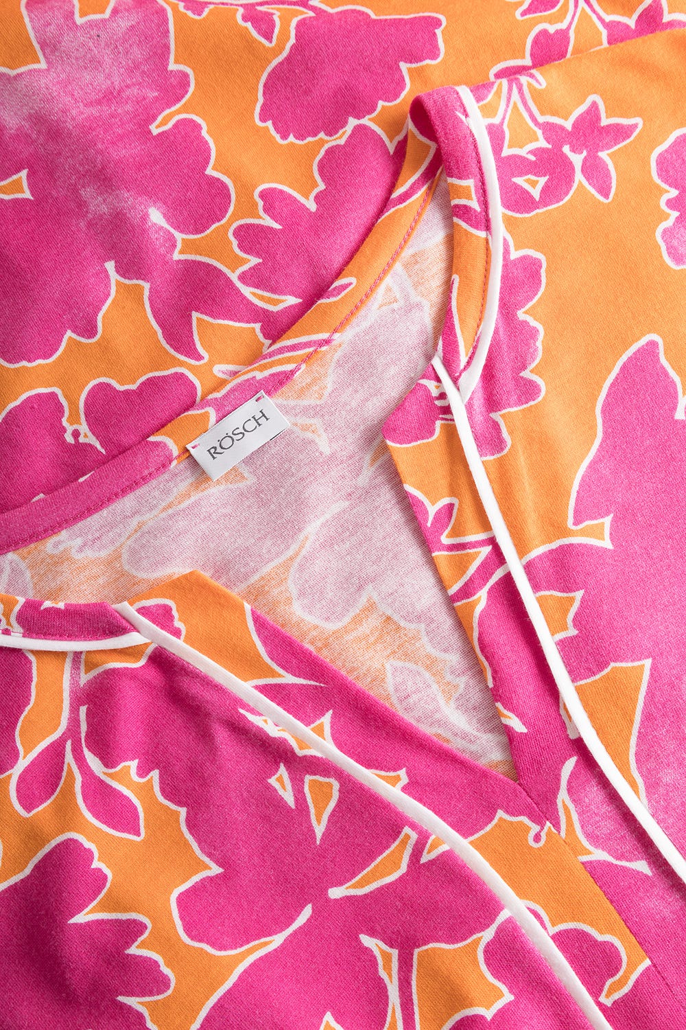 Detailbild 1 von Nachtkleid im floralen Druck Orange-Pink Tunika-Style Maxi-Länge Baumwolle/Modal