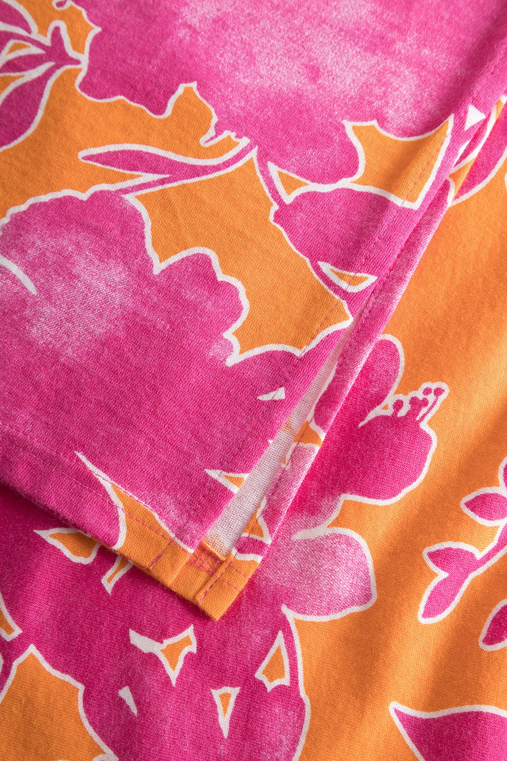 Detailbild 3 von Nachtkleid im floralen Druck Orange-Pink Tunika-Style Maxi-Länge Baumwolle/Modal