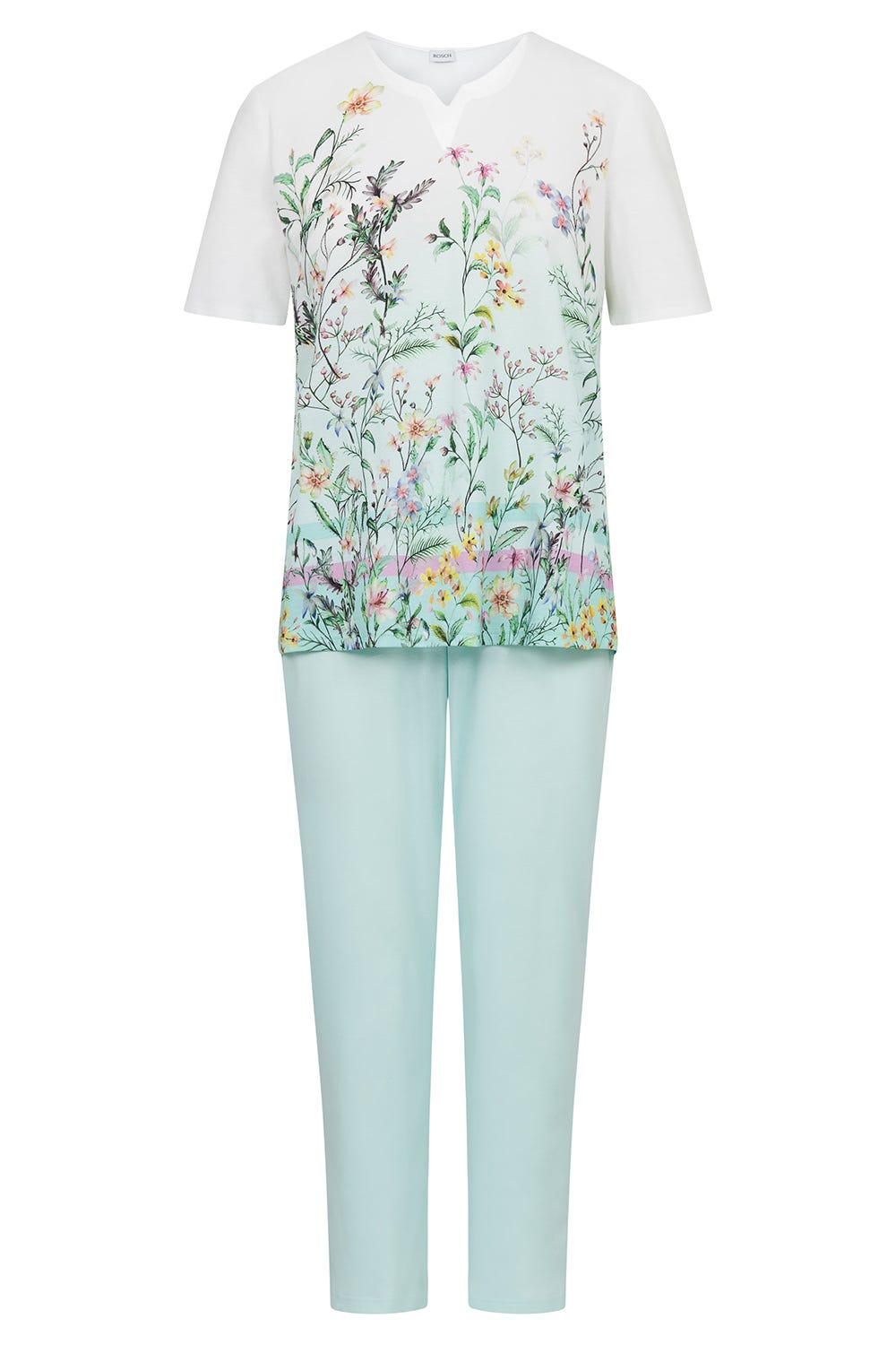 Hollowbild von Pyjama mit Frühlingsblumen-Druck 100% Baumwolle