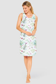 Frontalbild von Frottee-Kleid im exotischem Blumendruck Baumwolle/Polyester