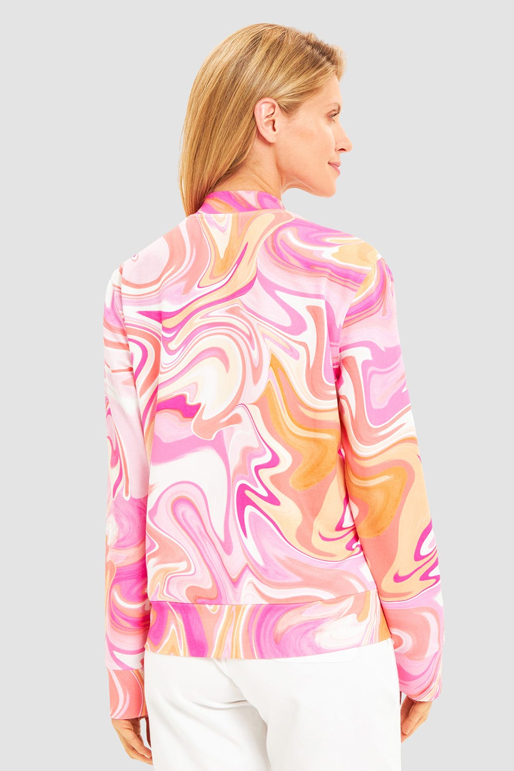 Rückansicht von Sweatjacke im Batikdruck Baumwolle/Elasthan