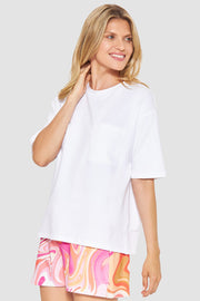 Frontalbild von Sweatshirt in Weiß kastenförmig Baumwolle/Elasthan