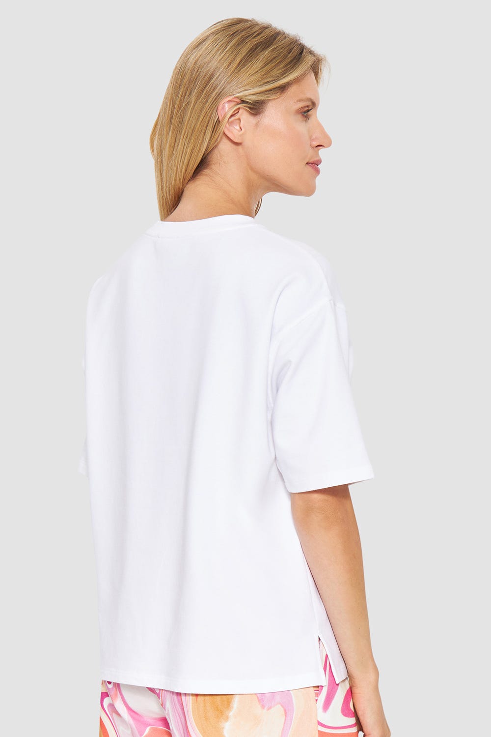 Rückansicht von Sweatshirt in Weiß kastenförmig Baumwolle/Elasthan