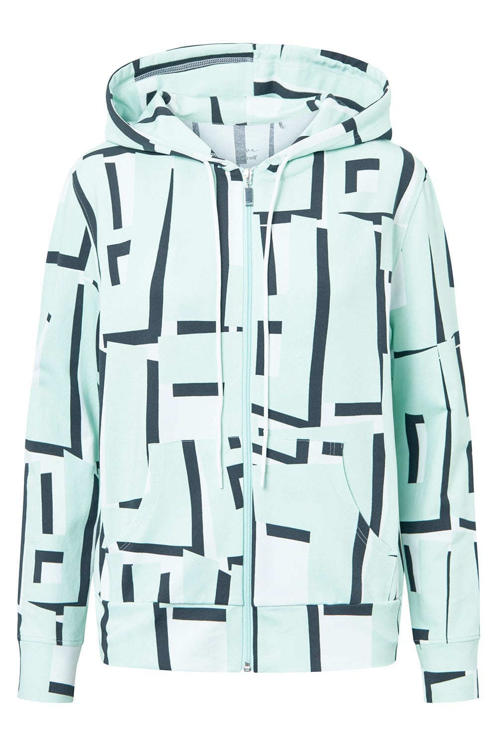 Hollowbild von Sweatjacke im Letter-Print Türkis Baumwolle/Elasthan