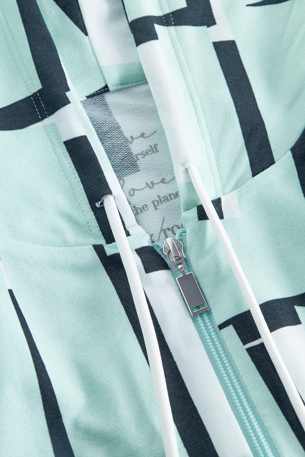 Detailbild 2 von Sweatjacke im Letter-Print Türkis Baumwolle/Elasthan