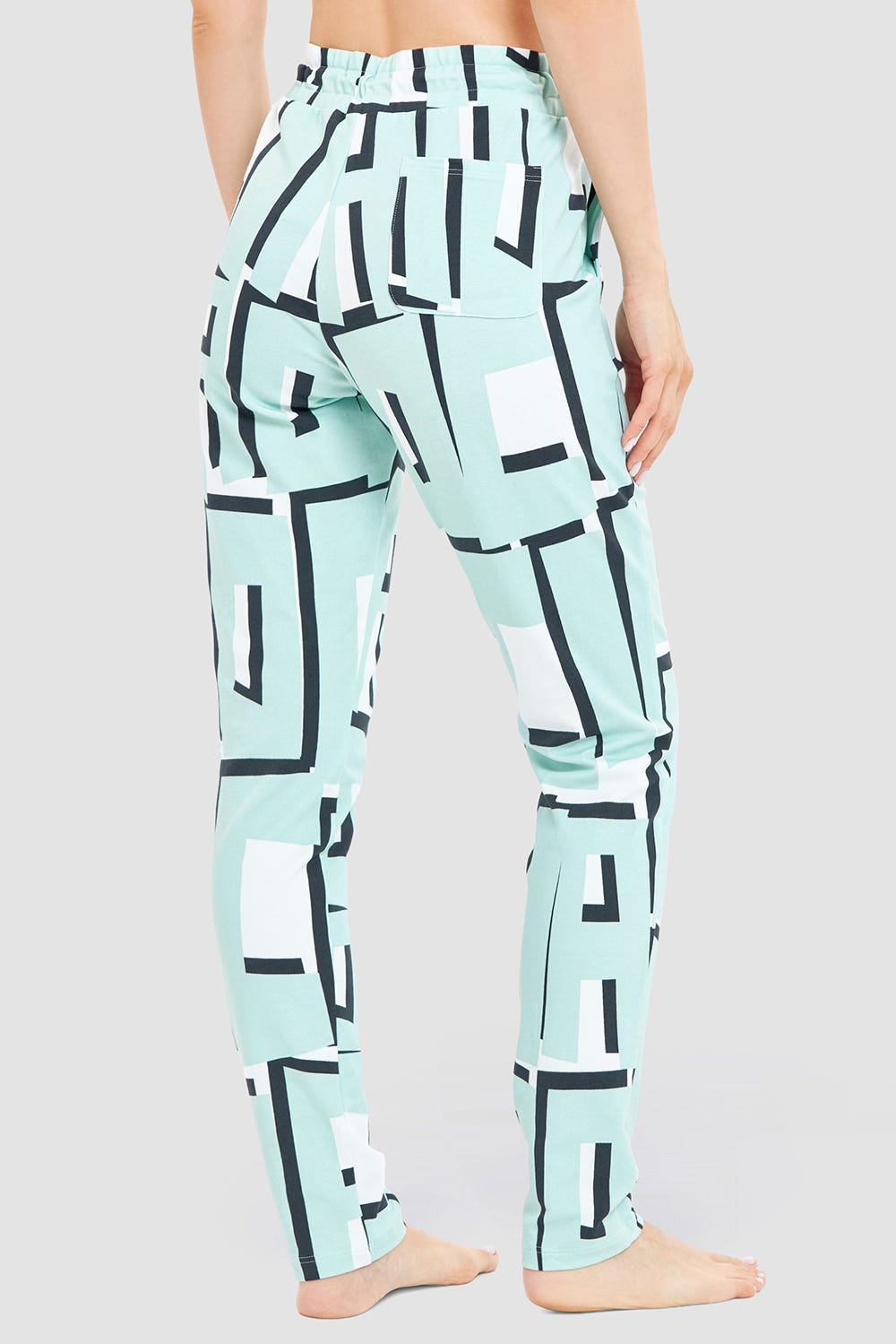 Rückansicht von Sweathose im Letter-Print Türkis Baumwolle/Elasthan