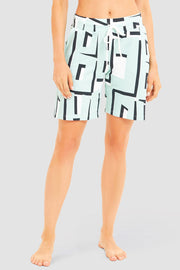 Frontalbild von Sweat Bermuda im Letter-Print Türkis Baumwolle/Elasthan