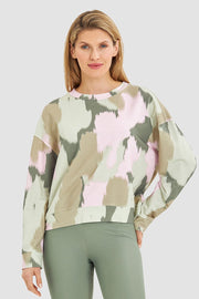 Frontalbild von Sweatshirt im Camouflage-Druck Yoga Baumwolle/Elasthan