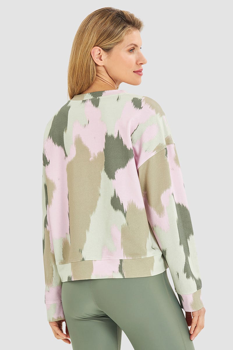 Rückansicht von Sweatshirt im Camouflage-Druck Yoga Baumwolle/Elasthan