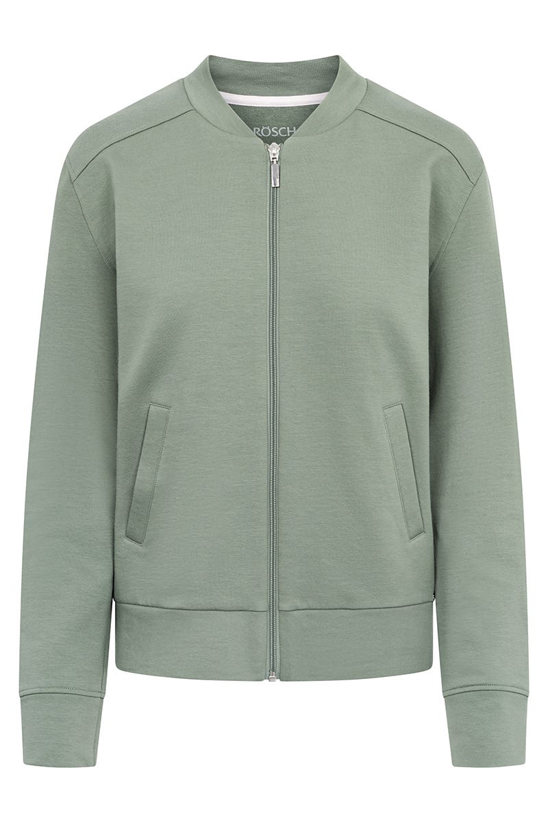 Hollowbild von Sweatjacke in Khaki-Grün im College-Style Yoga Baumwolle/Elasthan