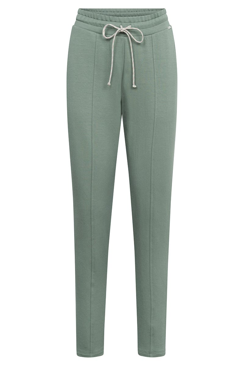 Hollowbild von Sweathose mit Ziernähten Khaki-Grün Yoga Baumwolle/Elasthan