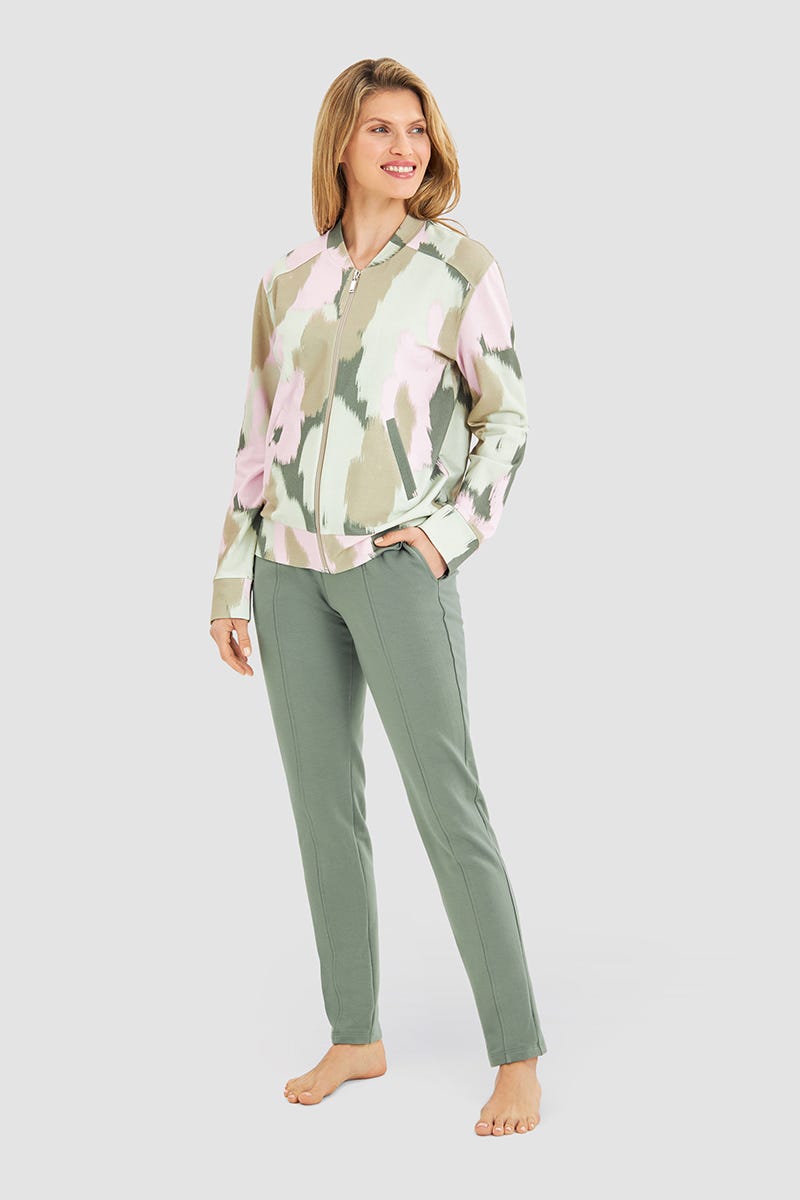 Detailbild 1 von Sweathose mit Ziernähten Khaki-Grün Yoga Baumwolle/Elasthan