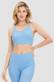 Frontalbild von Sport Bustier mit kreuzenden Trägern Unifarben Sport-BH Yoga Polyamid/Elasthan