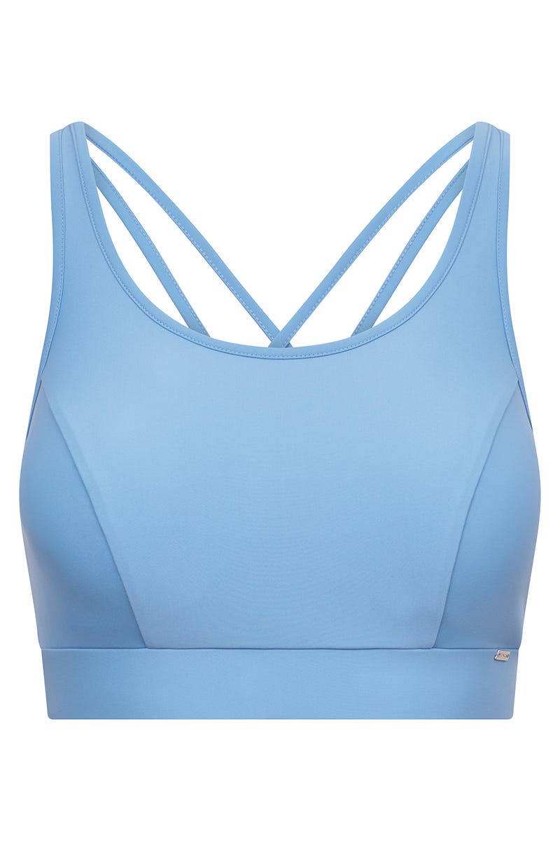 Hollowbild von Sport Bustier mit kreuzenden Trägern Unifarben Sport-BH Yoga Polyamid/Elasthan