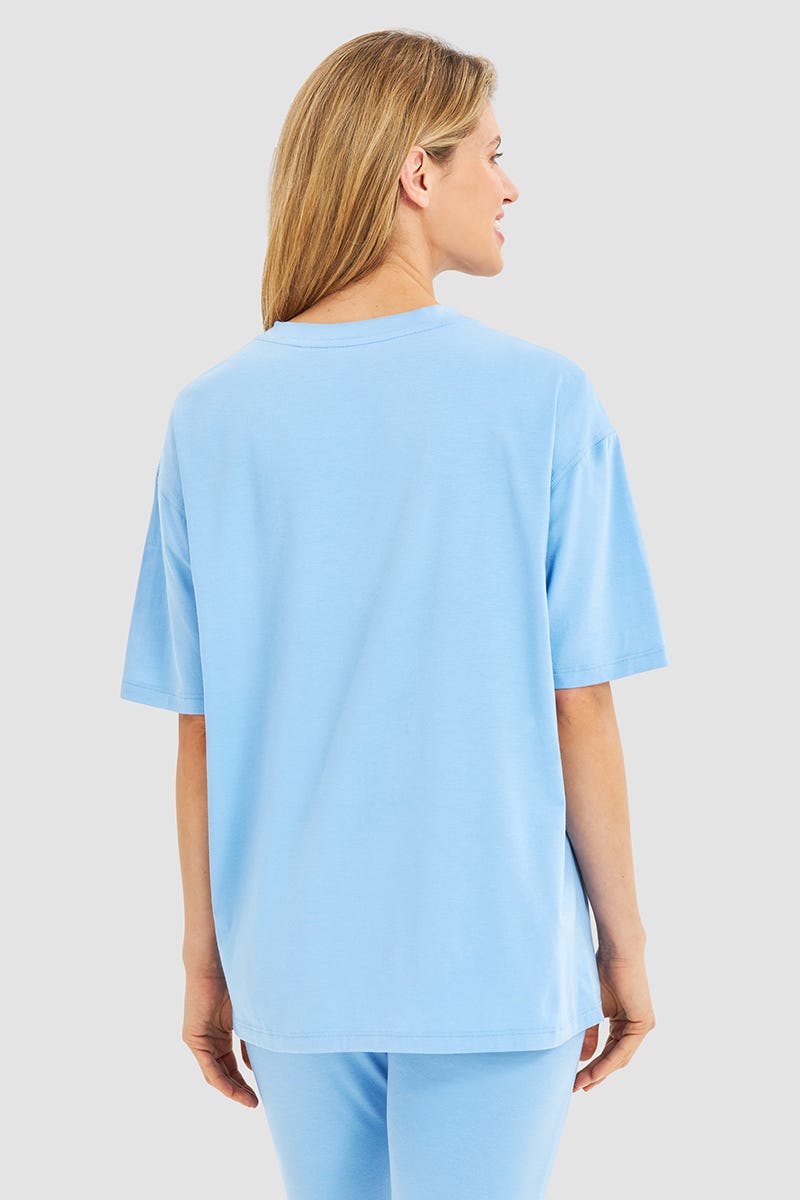 Rückansicht von Sport T-Shirt mit überschnittenen Armen Unifarben Yoga Baumwolle/Elasthan