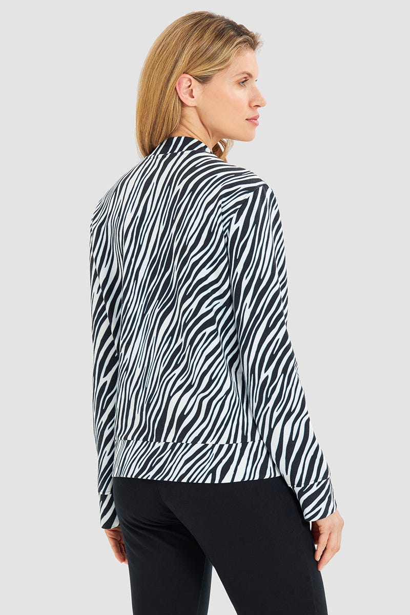 Rückansicht von Sweatjacke im Zebra-Druck Animalprint Yoga Baumwolle/Elasthan
