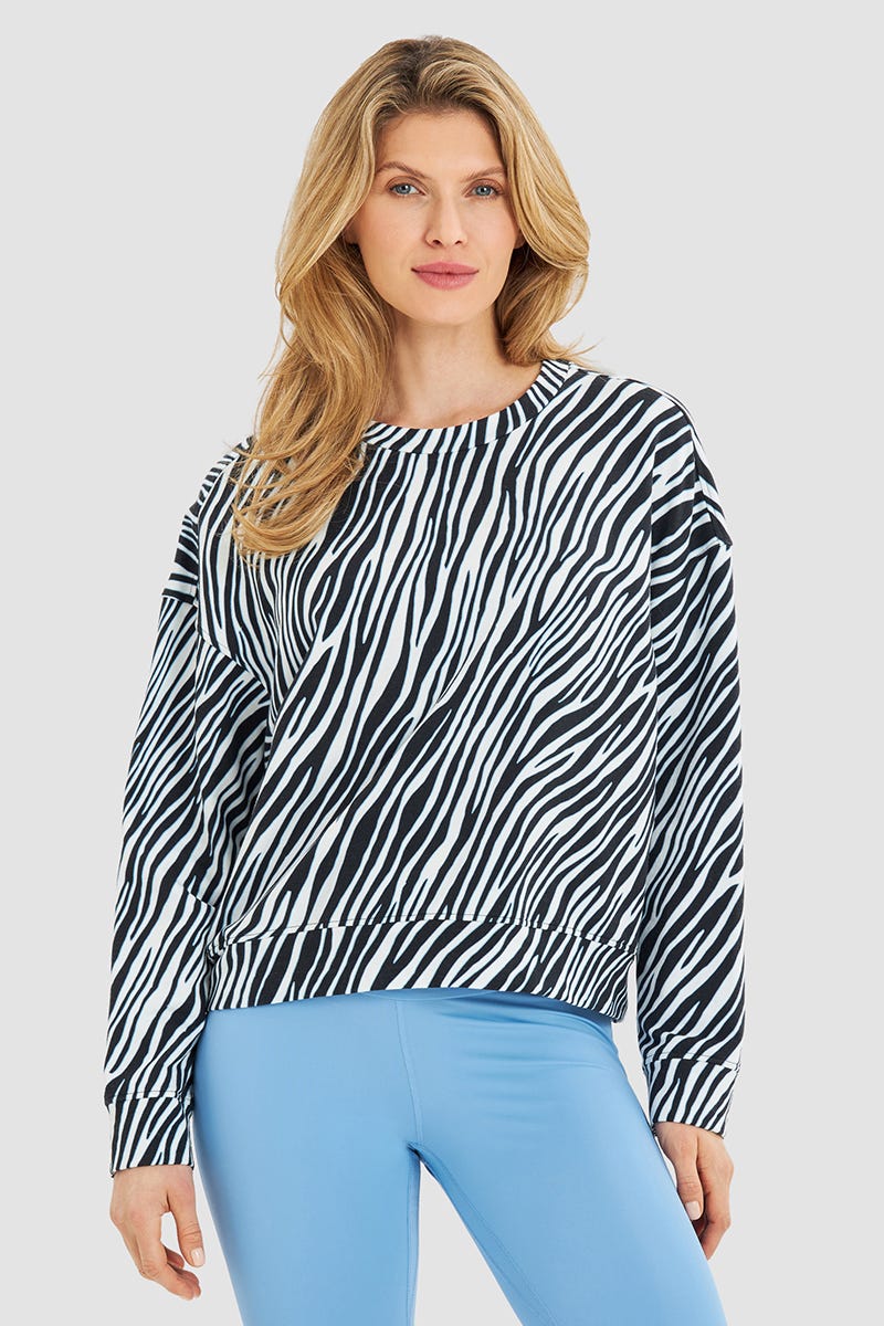 Frontalbild von Sweatshirt im Zebra-Druck Animalprint Yoga Baumwolle/Elasthan
