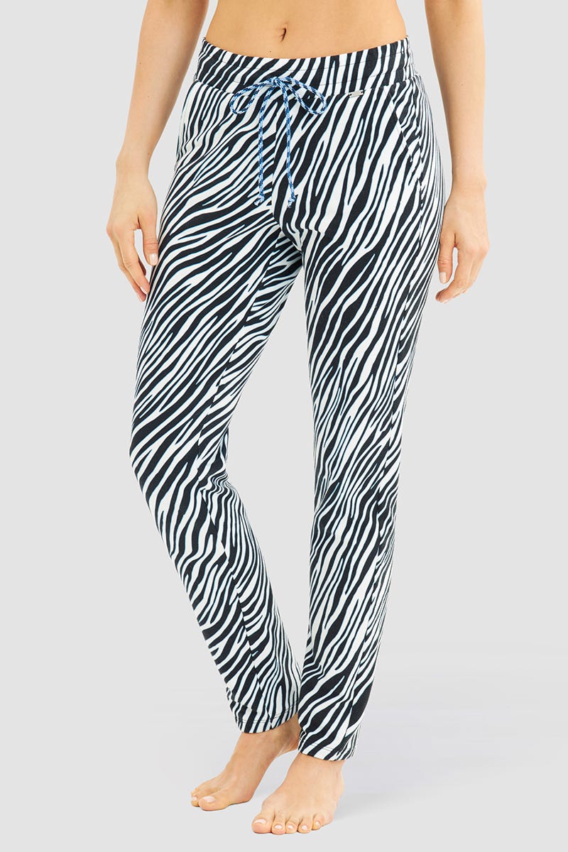 Frontalbild von Sweathose im Zebra-Druck Animalprint Yoga Baumwolle/Elasthan