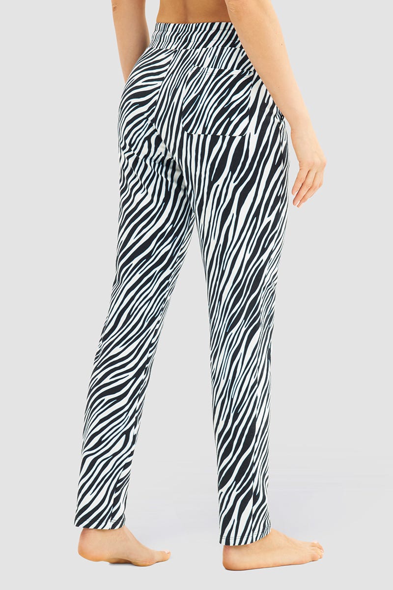 Rückansicht von Sweathose im Zebra-Druck Animalprint Yoga Baumwolle/Elasthan