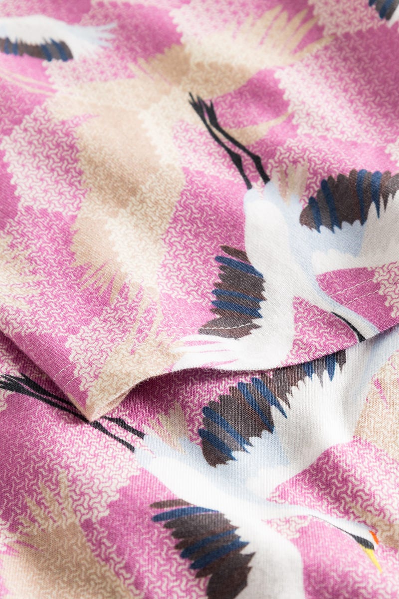 Detailbild 3 von Pyjamashirt im Kranich-Druck Baumwolle/Elasthan