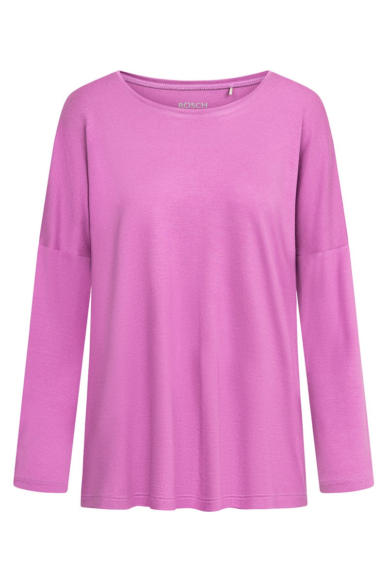 Hollowbild von Pyjamashirt im sportiven Stil in Violett Viskose/Elasthan