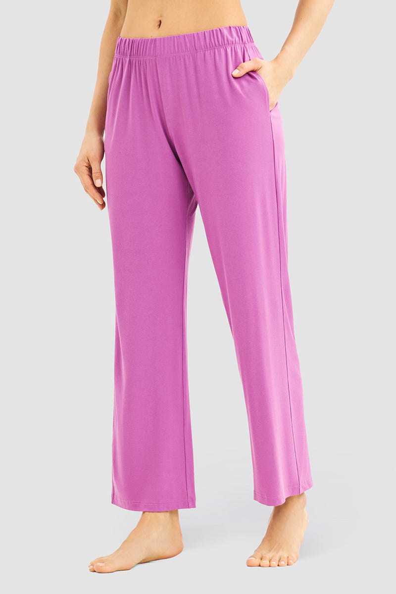 Frontalbild von Pyjamahose im sportiven Stil in Violett Viskose/Elasthan