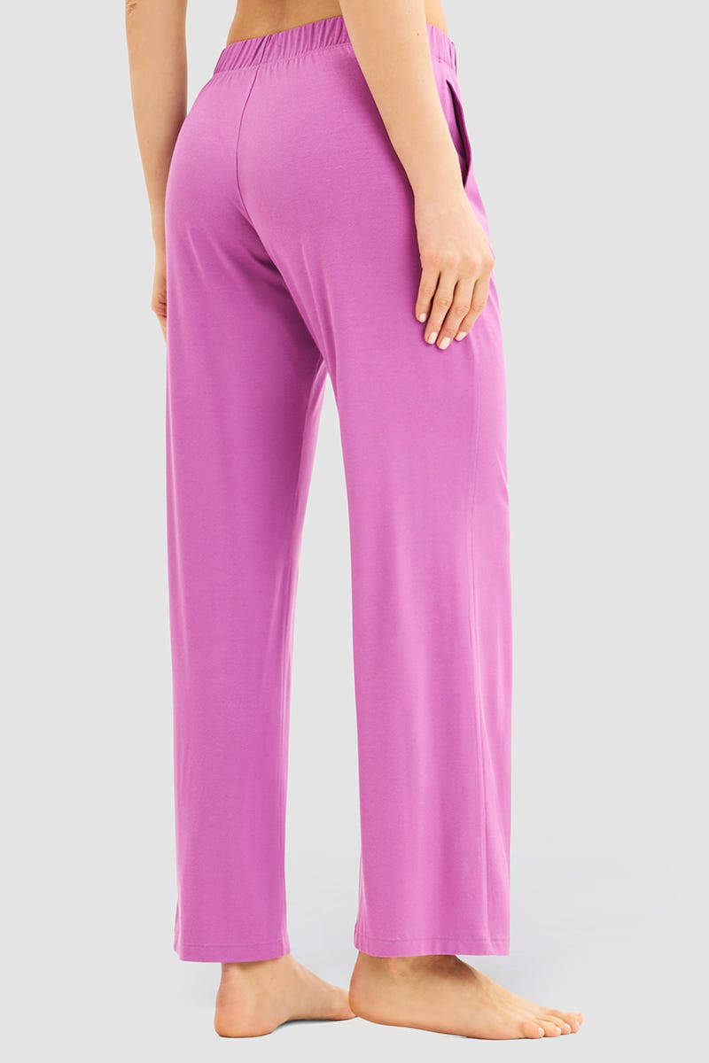 Rückansicht von Pyjamahose im sportiven Stil in Violett Viskose/Elasthan