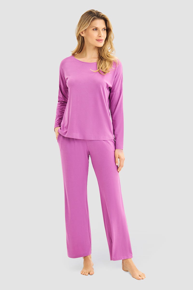 Detailbild 1 von Pyjamahose im sportiven Stil in Violett Viskose/Elasthan